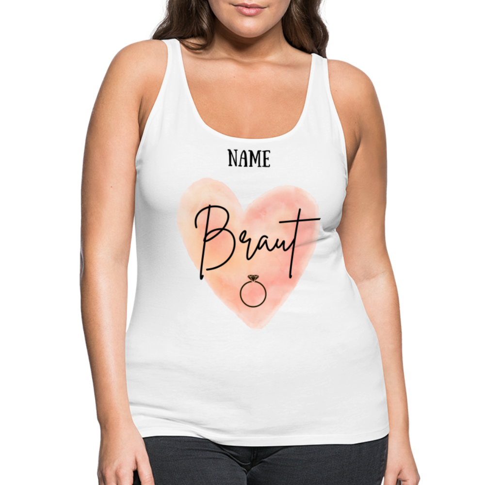 Frauen Premium Tank Top JGA für die Braut- personalisierbar - weiß