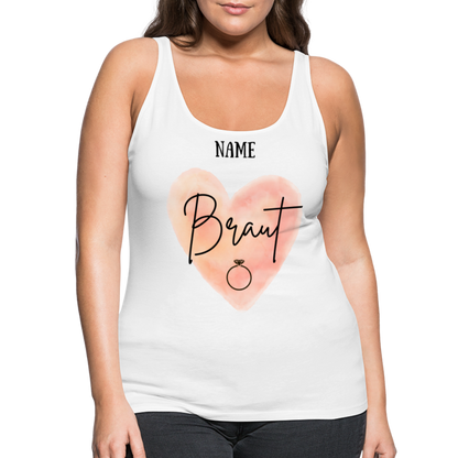 Frauen Premium Tank Top JGA für die Braut- personalisierbar - weiß