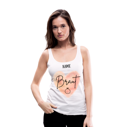 Frauen Premium Tank Top JGA für die Braut- personalisierbar - weiß