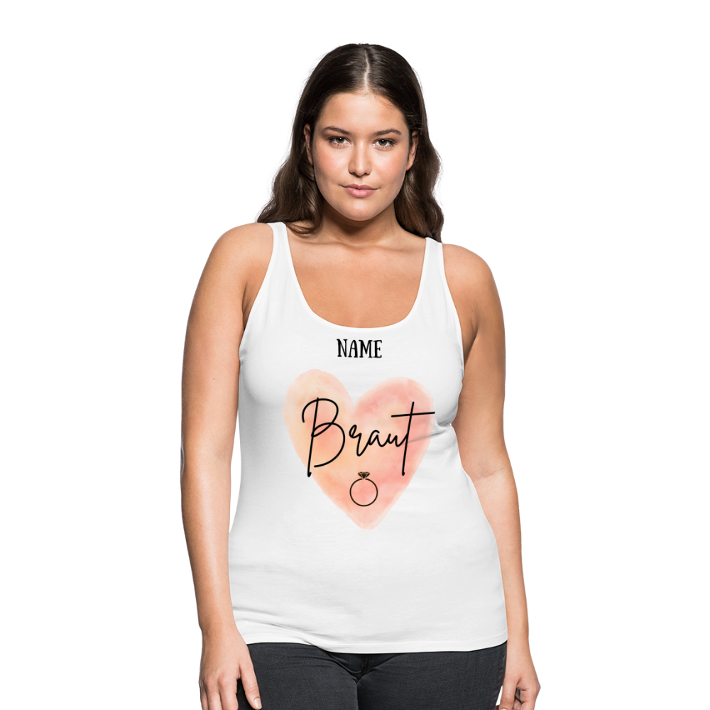 Frauen Premium Tank Top JGA für die Braut- personalisierbar - weiß