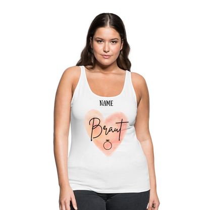 Frauen Premium Tank Top JGA für die Braut- personalisierbar - weiß