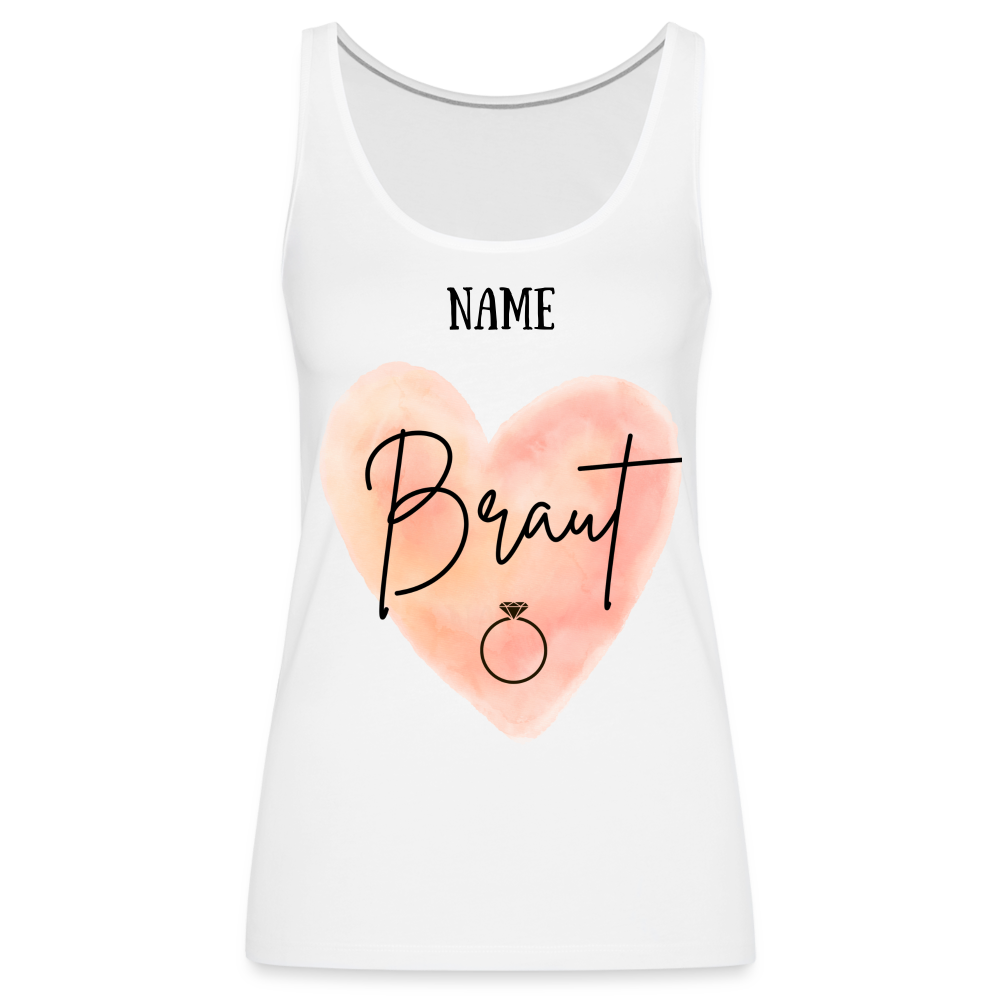 Frauen Premium Tank Top JGA für die Braut- personalisierbar - weiß