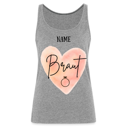 Frauen Premium Tank Top JGA für die Braut- personalisierbar - Grau meliert