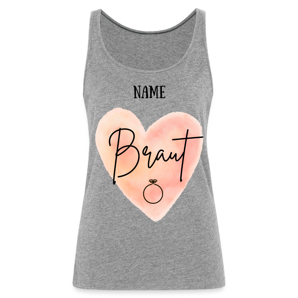 Frauen Premium Tank Top JGA für die Braut- personalisierbar - Grau meliert