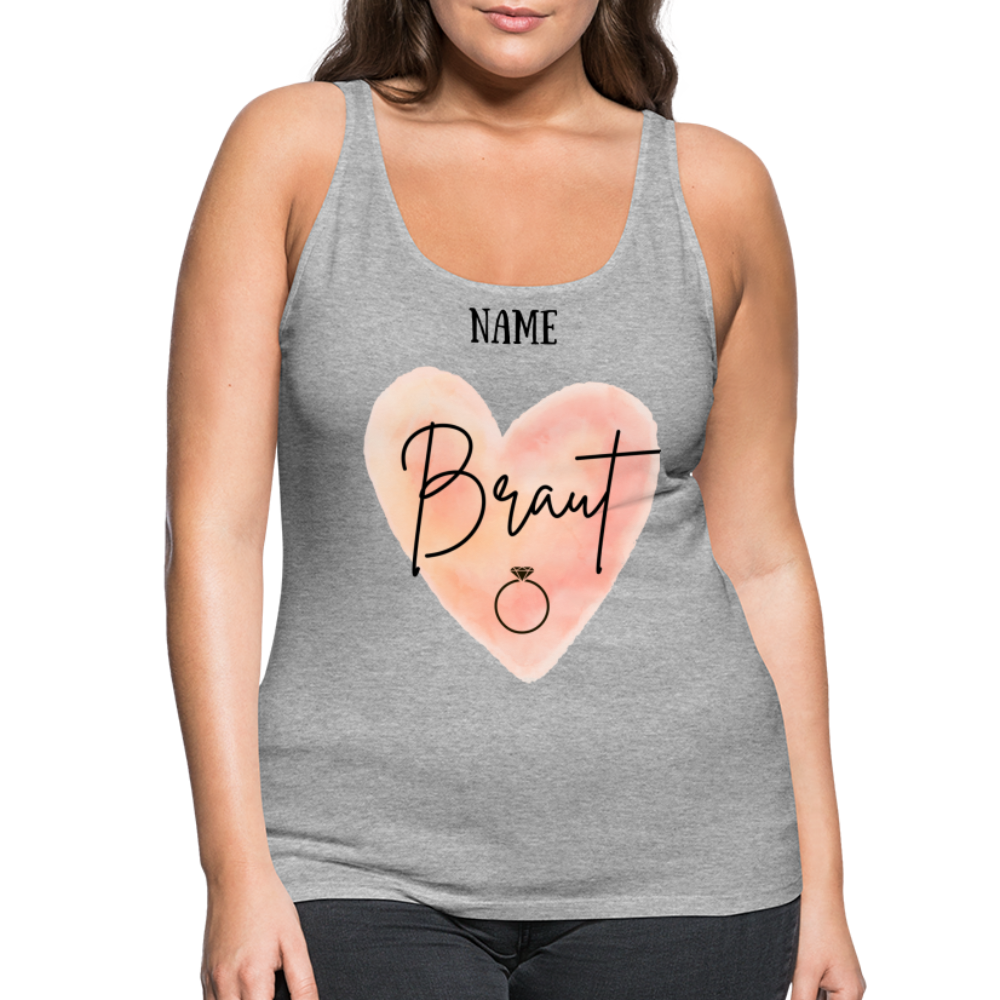 Frauen Premium Tank Top JGA für die Braut- personalisierbar - Grau meliert