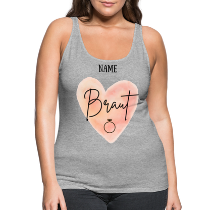 Frauen Premium Tank Top JGA für die Braut- personalisierbar - Grau meliert