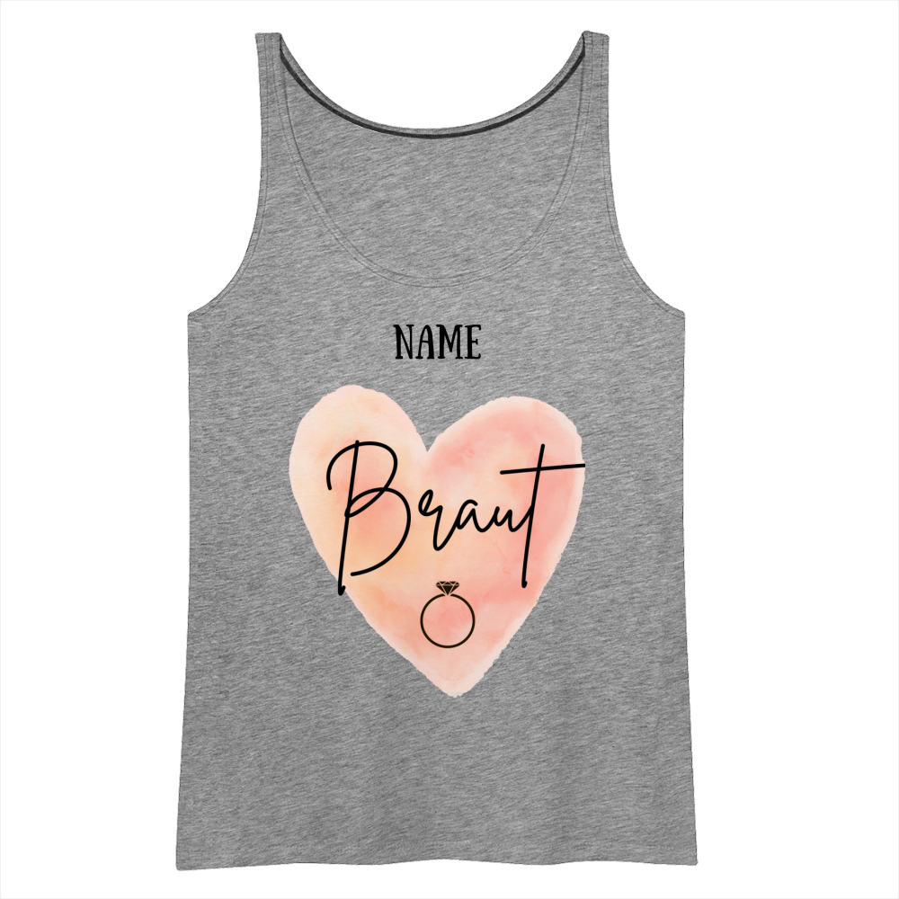 Frauen Premium Tank Top JGA für die Braut- personalisierbar - Grau meliert