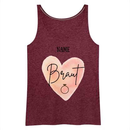 Frauen Premium Tank Top JGA für die Braut- personalisierbar - Bordeauxrot meliert