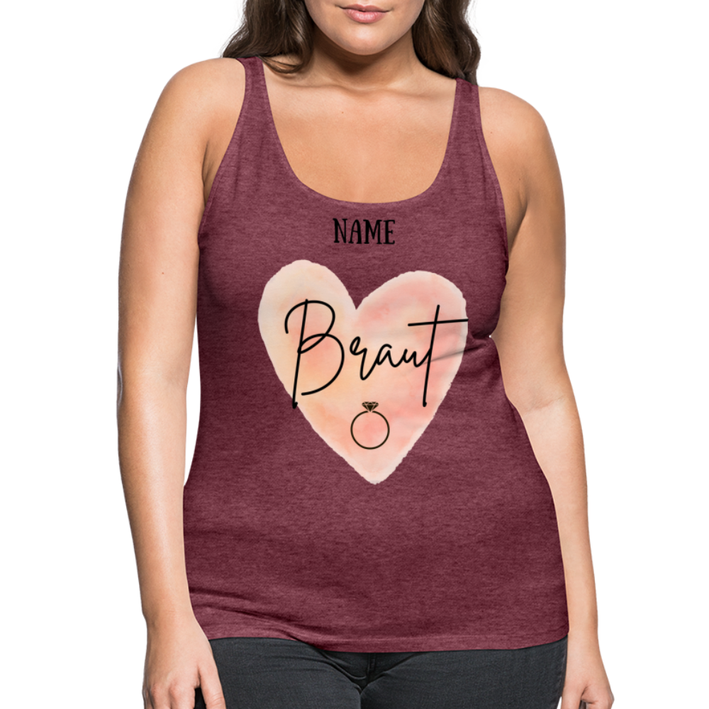 Frauen Premium Tank Top JGA für die Braut- personalisierbar - Bordeauxrot meliert