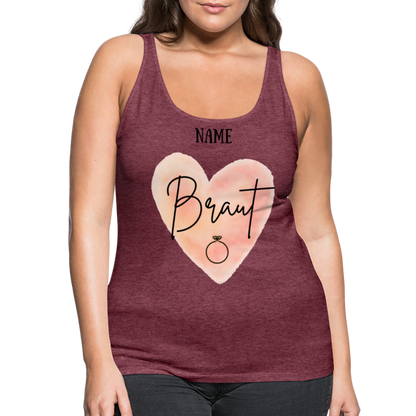 Frauen Premium Tank Top JGA für die Braut- personalisierbar - Bordeauxrot meliert