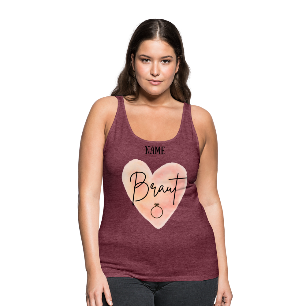 Frauen Premium Tank Top JGA für die Braut- personalisierbar - Bordeauxrot meliert