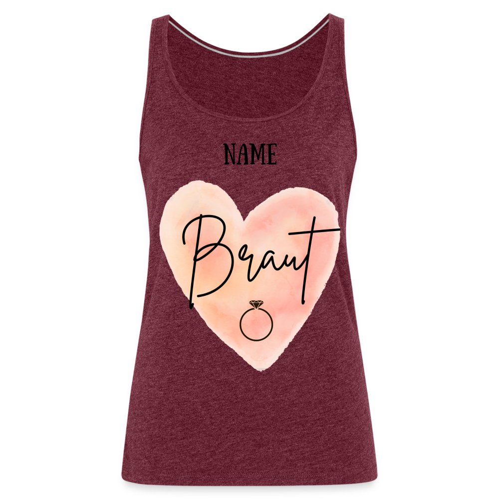 Frauen Premium Tank Top JGA für die Braut- personalisierbar - Bordeauxrot meliert