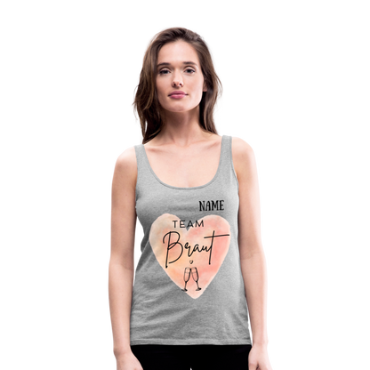 Frauen Premium Tank Top Team Braut - JGA personalisierbar - Grau meliert