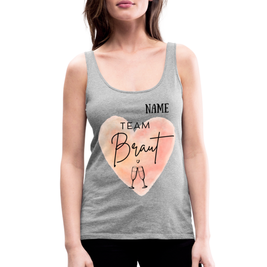 Frauen Premium Tank Top Team Braut - JGA personalisierbar - Grau meliert