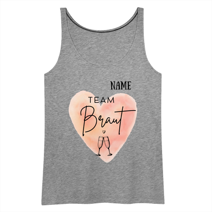 Frauen Premium Tank Top Team Braut - JGA personalisierbar - Grau meliert