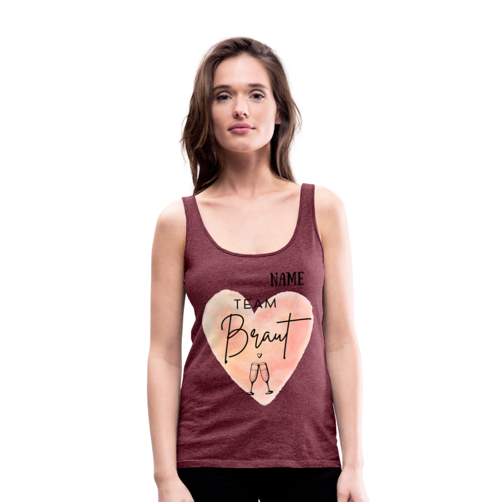 Frauen Premium Tank Top Team Braut - JGA personalisierbar - Bordeauxrot meliert