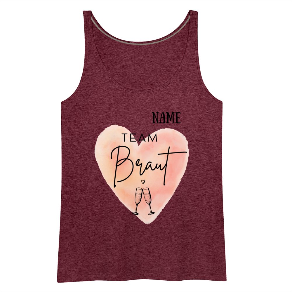 Frauen Premium Tank Top Team Braut - JGA personalisierbar - Bordeauxrot meliert