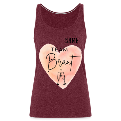 Frauen Premium Tank Top Team Braut - JGA personalisierbar - Bordeauxrot meliert