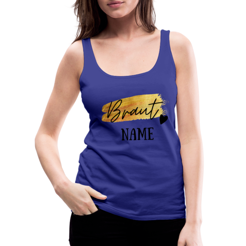 JGA Braut Premium Tank Top Gold mit Herz - personalisierbar - Königsblau