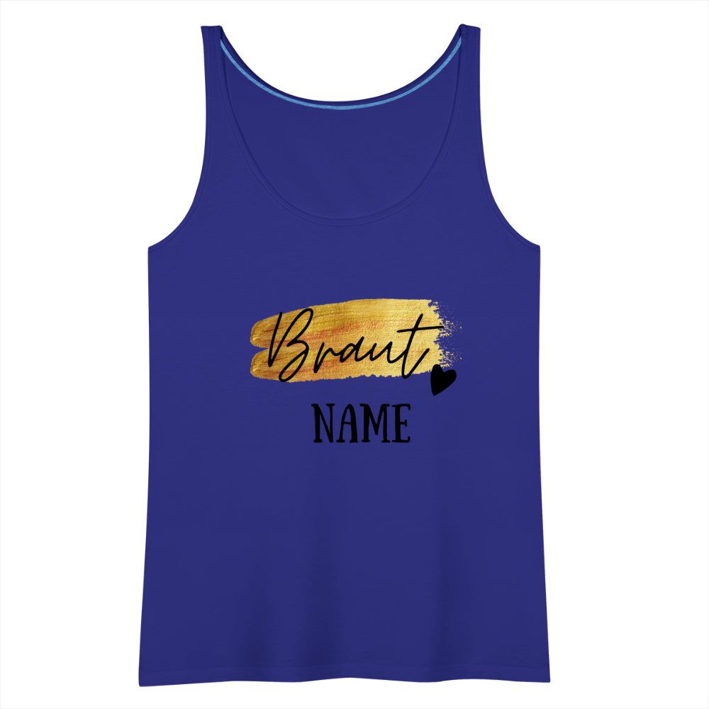 JGA Braut Premium Tank Top Gold mit Herz - personalisierbar - Königsblau