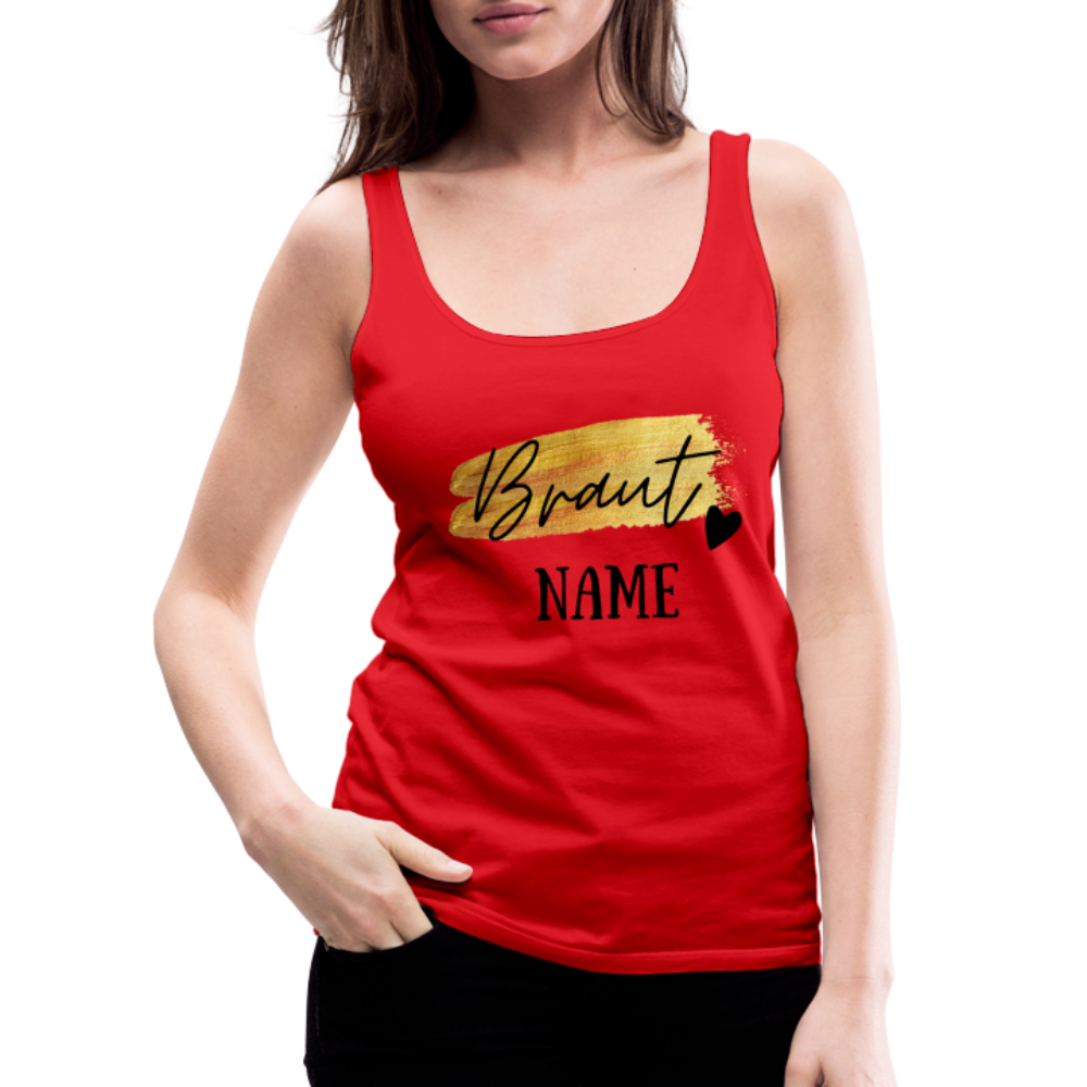 JGA Braut Premium Tank Top Gold mit Herz - personalisierbar - Rot