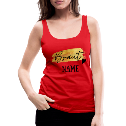 JGA Braut Premium Tank Top Gold mit Herz - personalisierbar - Rot