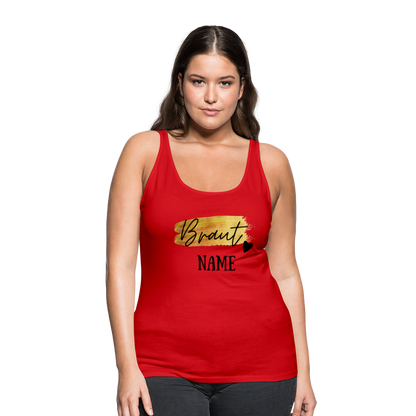 JGA Braut Premium Tank Top Gold mit Herz - personalisierbar - Rot