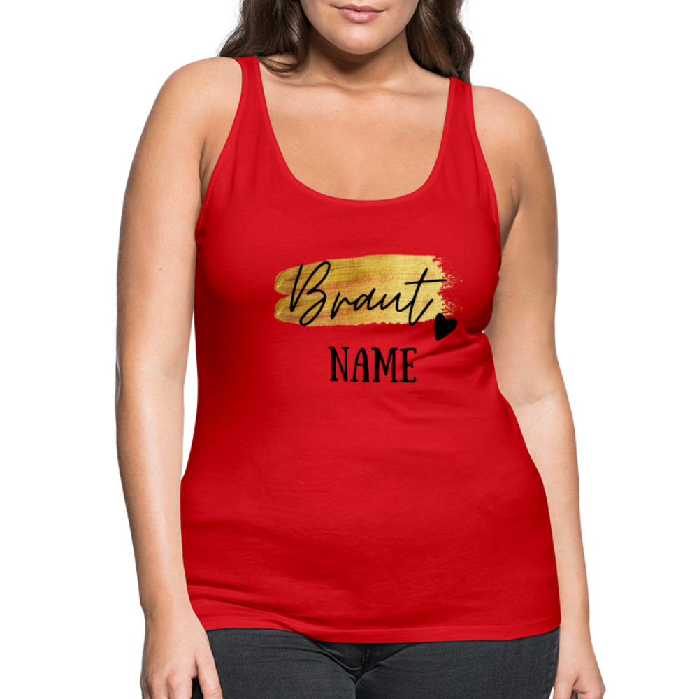 JGA Braut Premium Tank Top Gold mit Herz - personalisierbar - Rot