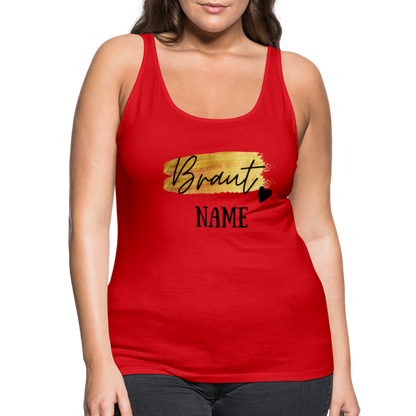 JGA Braut Premium Tank Top Gold mit Herz - personalisierbar - Rot