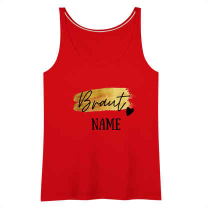 JGA Braut Premium Tank Top Gold mit Herz - personalisierbar - Rot