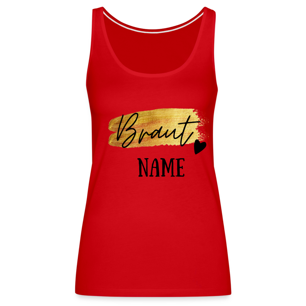 JGA Braut Premium Tank Top Gold mit Herz - personalisierbar - Rot