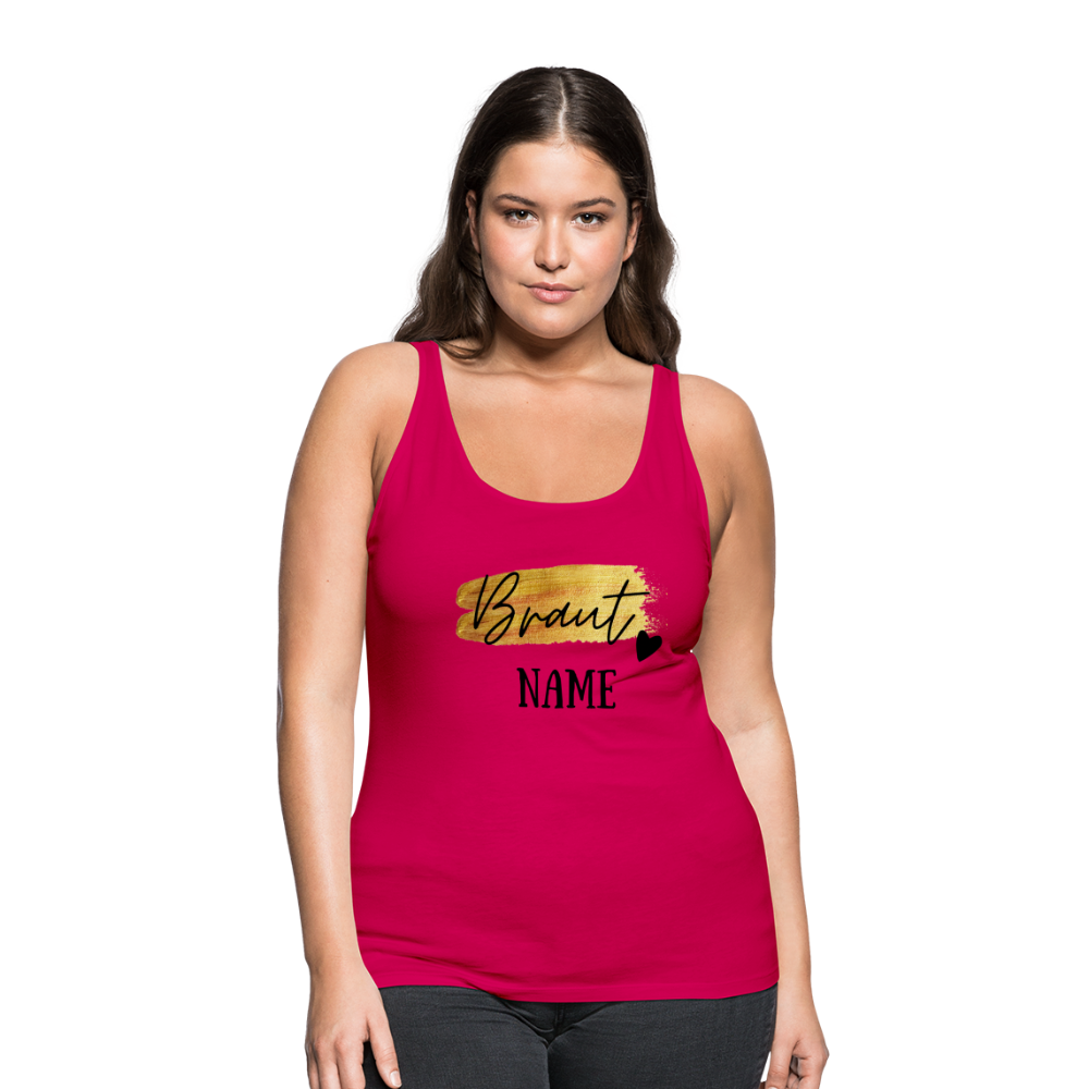 JGA Braut Premium Tank Top Gold mit Herz - personalisierbar - dunkles Pink