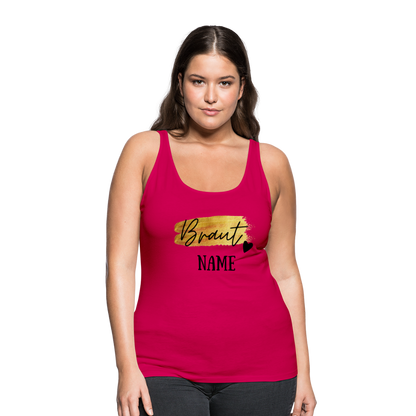 JGA Braut Premium Tank Top Gold mit Herz - personalisierbar - dunkles Pink