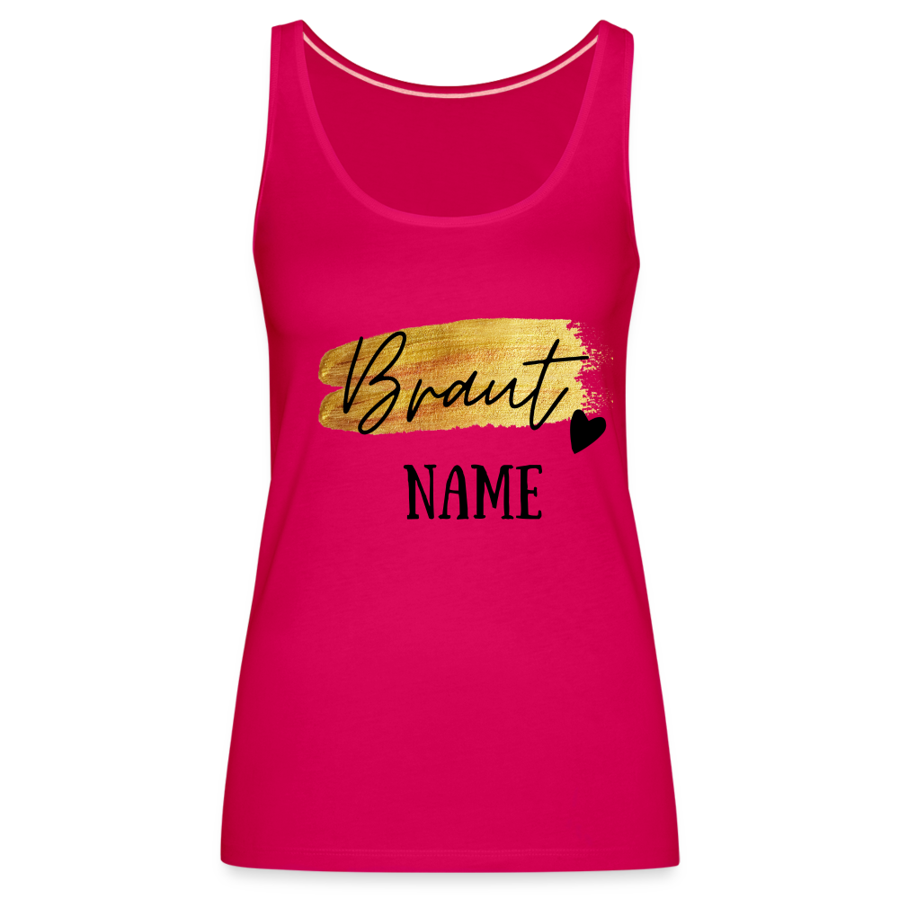 JGA Braut Premium Tank Top Gold mit Herz - personalisierbar - dunkles Pink