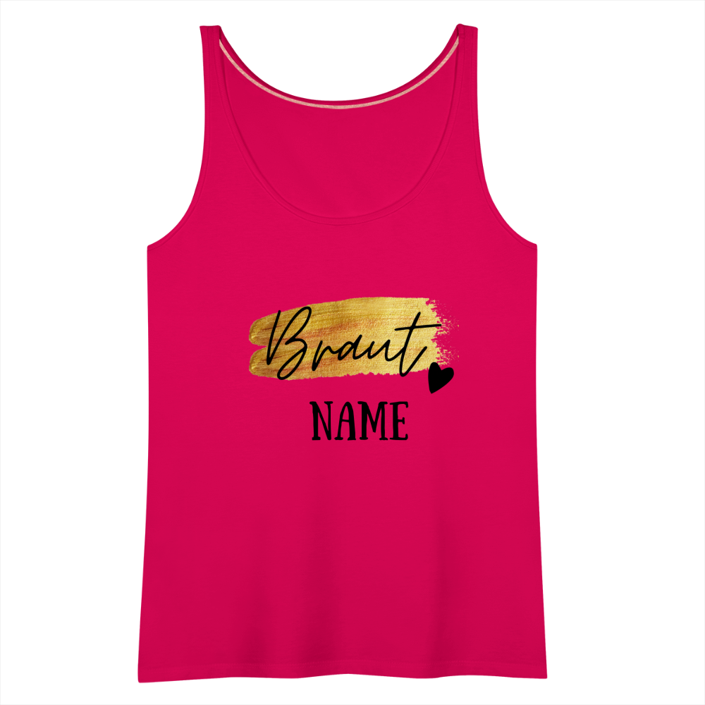 JGA Braut Premium Tank Top Gold mit Herz - personalisierbar - dunkles Pink