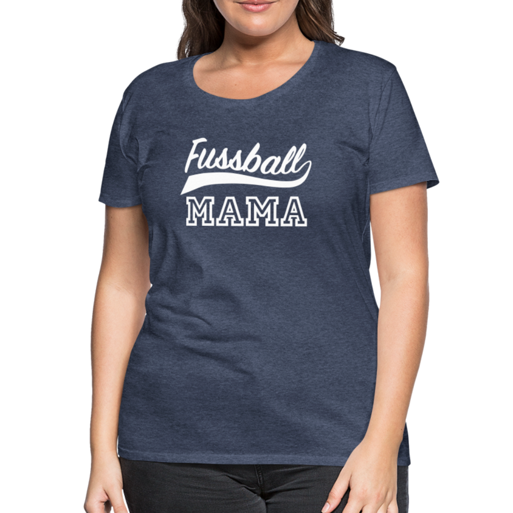 Frauen Premium T-Shirt Fußball Mama - Blau meliert