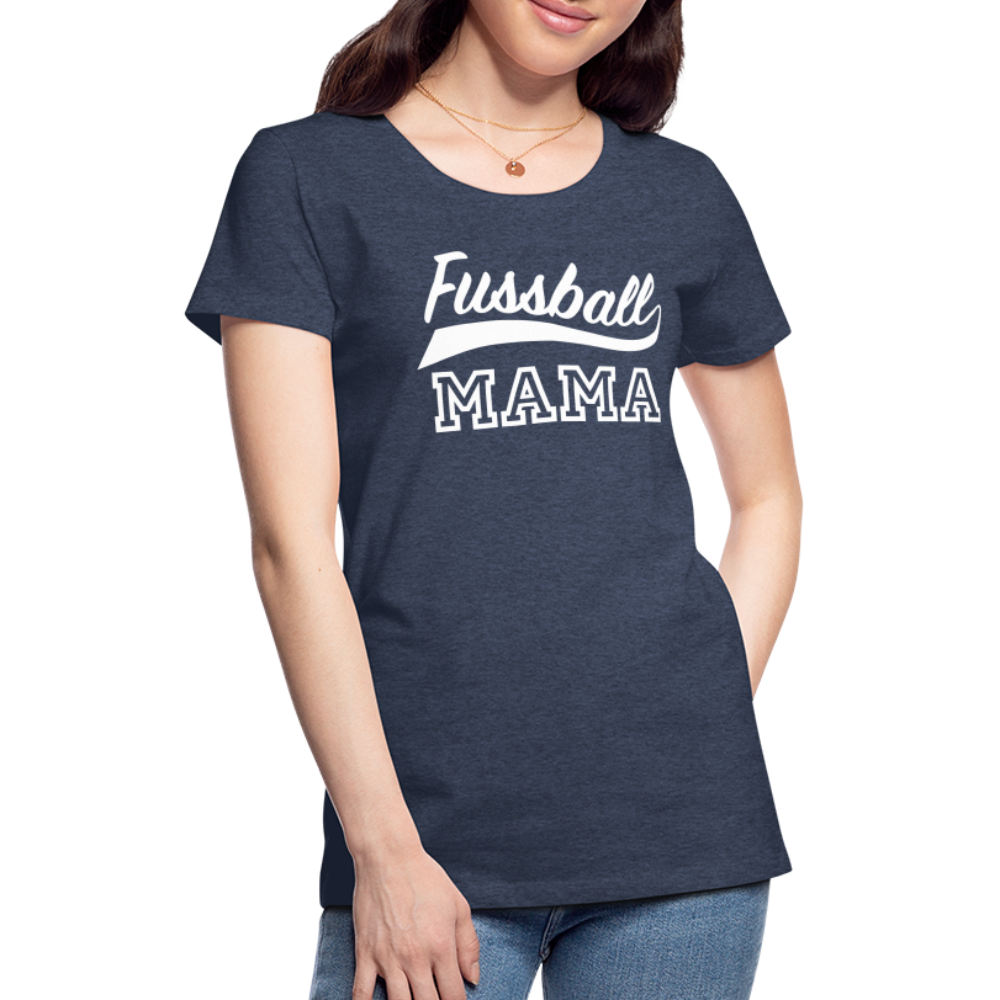 Frauen Premium T-Shirt Fußball Mama - Blau meliert