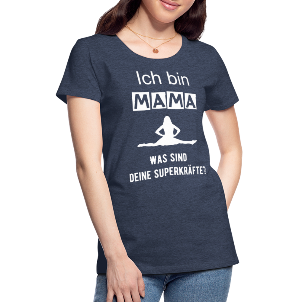 Frauen Premium T-Shirt - Mama Superkräfte - Blau meliert