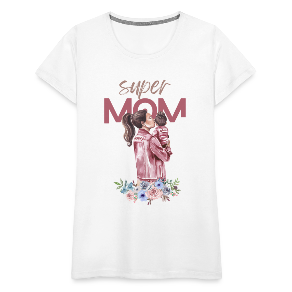 Frauen Premium T-Shirt - Super Mom Floral - weiß