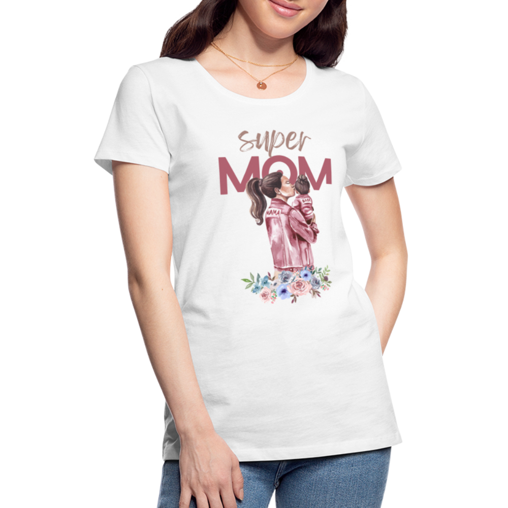 Frauen Premium T-Shirt - Super Mom Floral - weiß