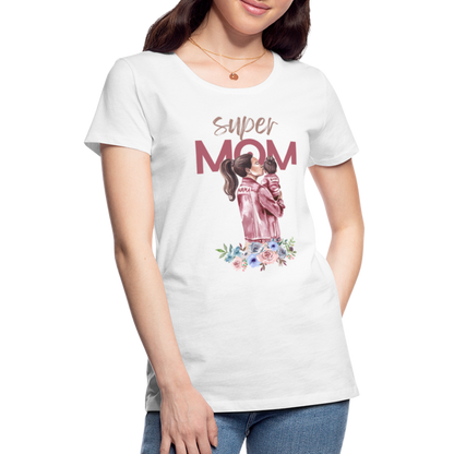 Frauen Premium T-Shirt - Super Mom Floral - weiß