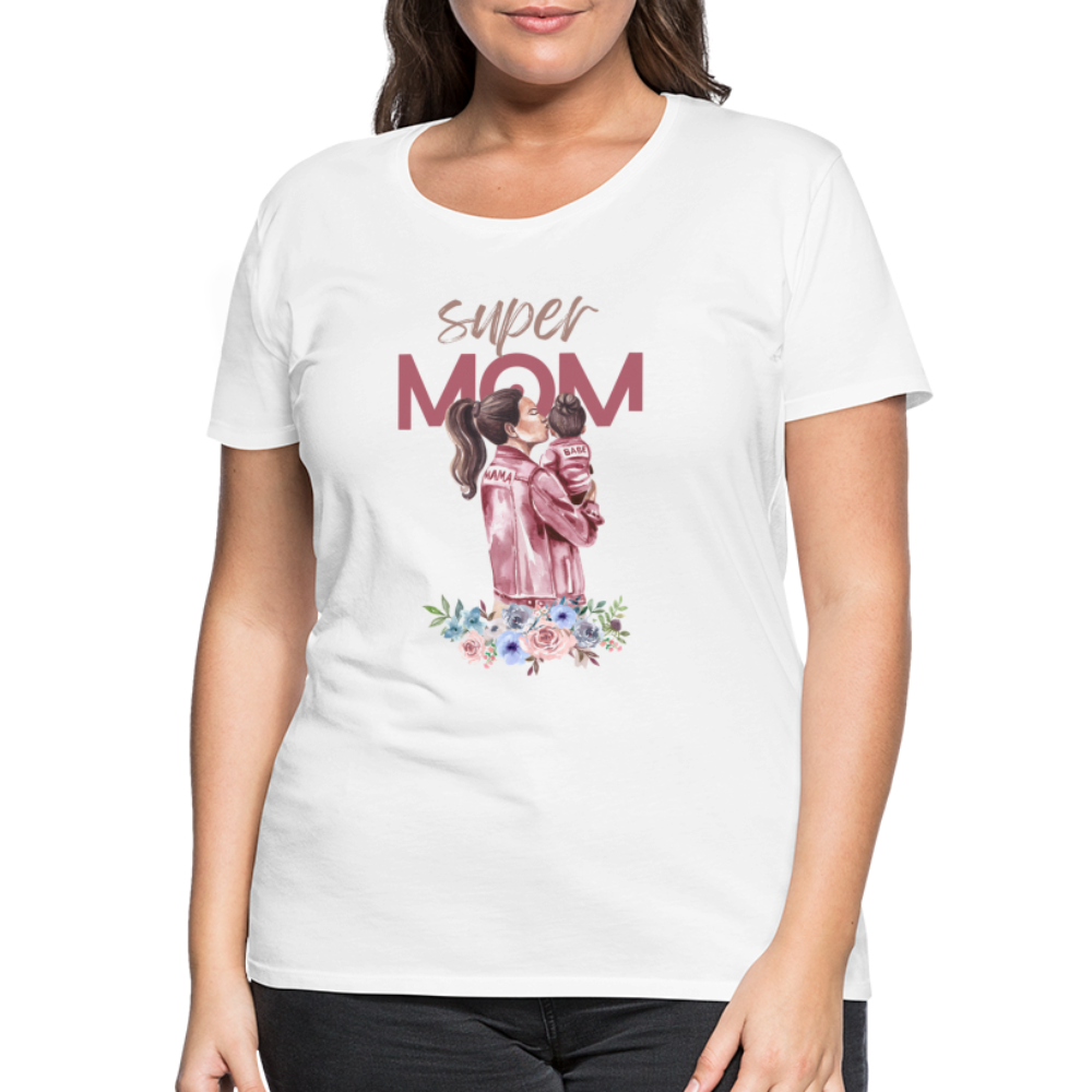 Frauen Premium T-Shirt - Super Mom Floral - weiß