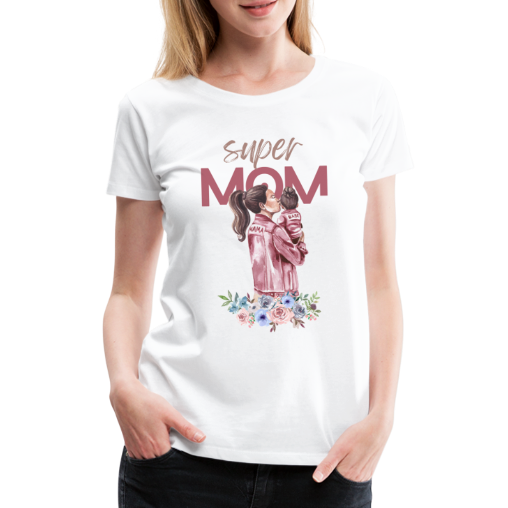 Frauen Premium T-Shirt - Super Mom Floral - weiß