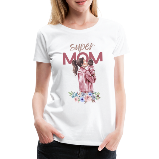 Frauen Premium T-Shirt - Super Mom Floral - weiß