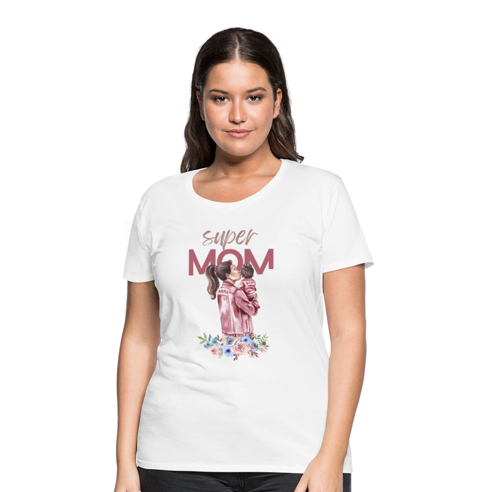 Frauen Premium T-Shirt - Super Mom Floral - weiß