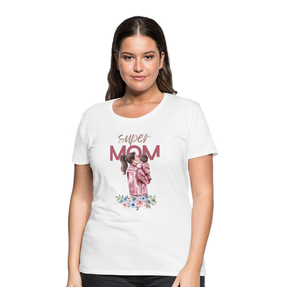 Frauen Premium T-Shirt - Super Mom Floral - weiß