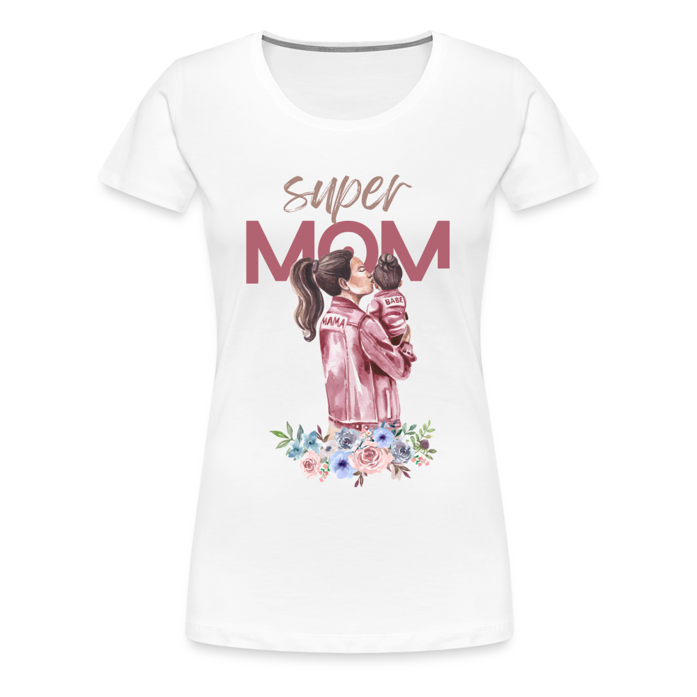 Frauen Premium T-Shirt - Super Mom Floral - weiß