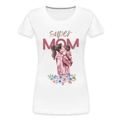 Frauen Premium T-Shirt - Super Mom Floral - weiß