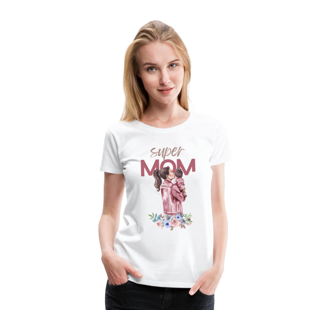 Frauen Premium T-Shirt - Super Mom Floral - weiß