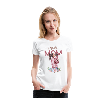 Frauen Premium T-Shirt - Super Mom Floral - weiß